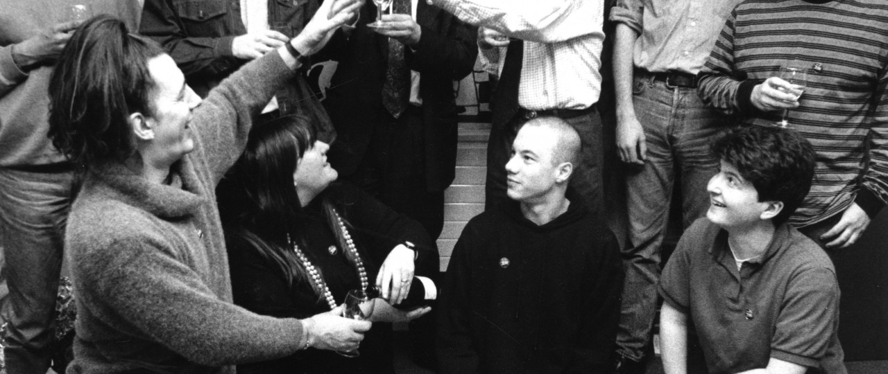 Chris Smith with Switchboard volunteers at Switchboards 20th Birthday 4 March 1994