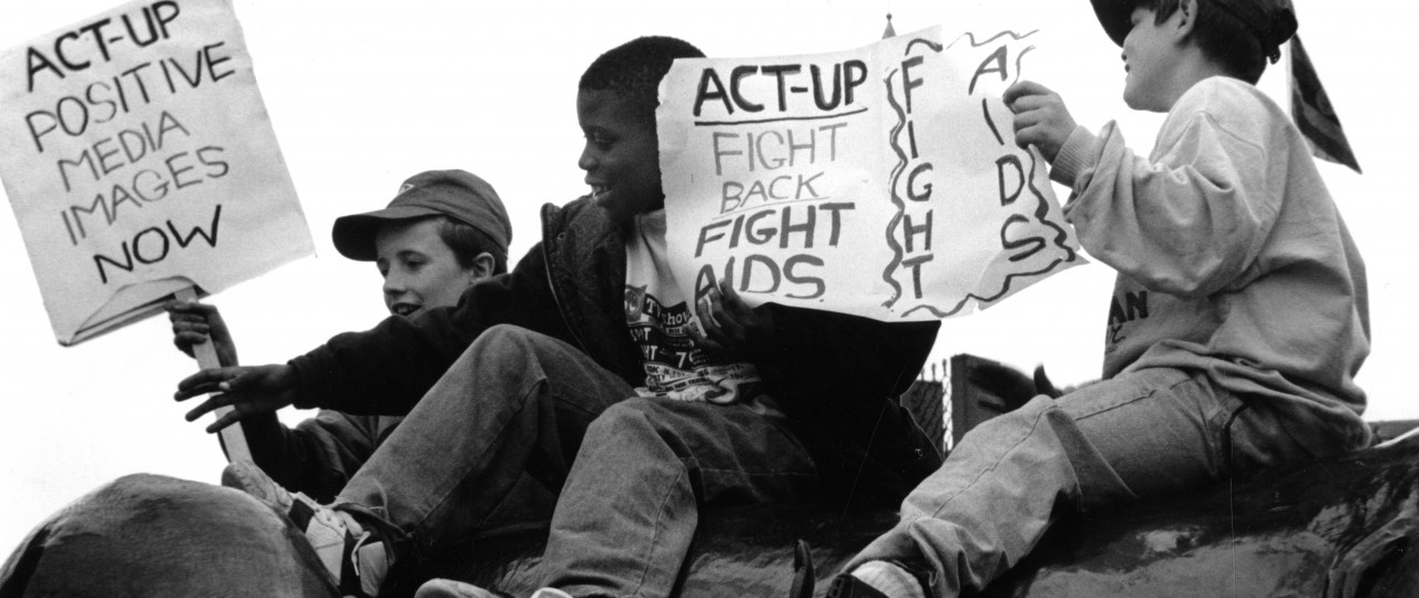 ACT UP 10 Years of AIDS march in Trafalgar Square 1 June 1991